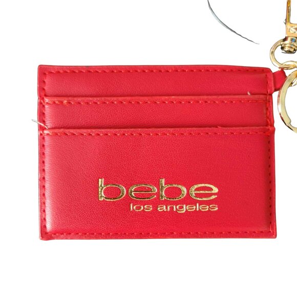 Bebe Quilted Red Zip Wallet & Card Holder Wristlet Set New - Picture 5 of 6
